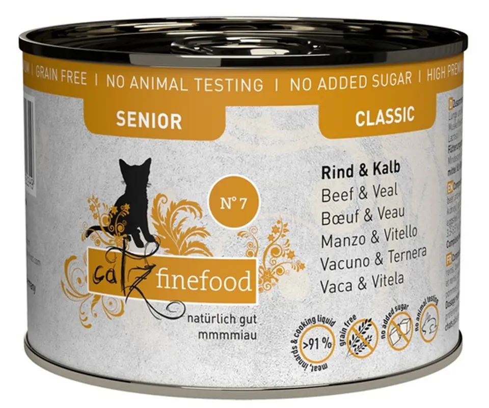 ⁨Catz Finefood Classic Senior N.07 Wołowina i cielęcina puszka 200g⁩ w sklepie Wasserman.eu