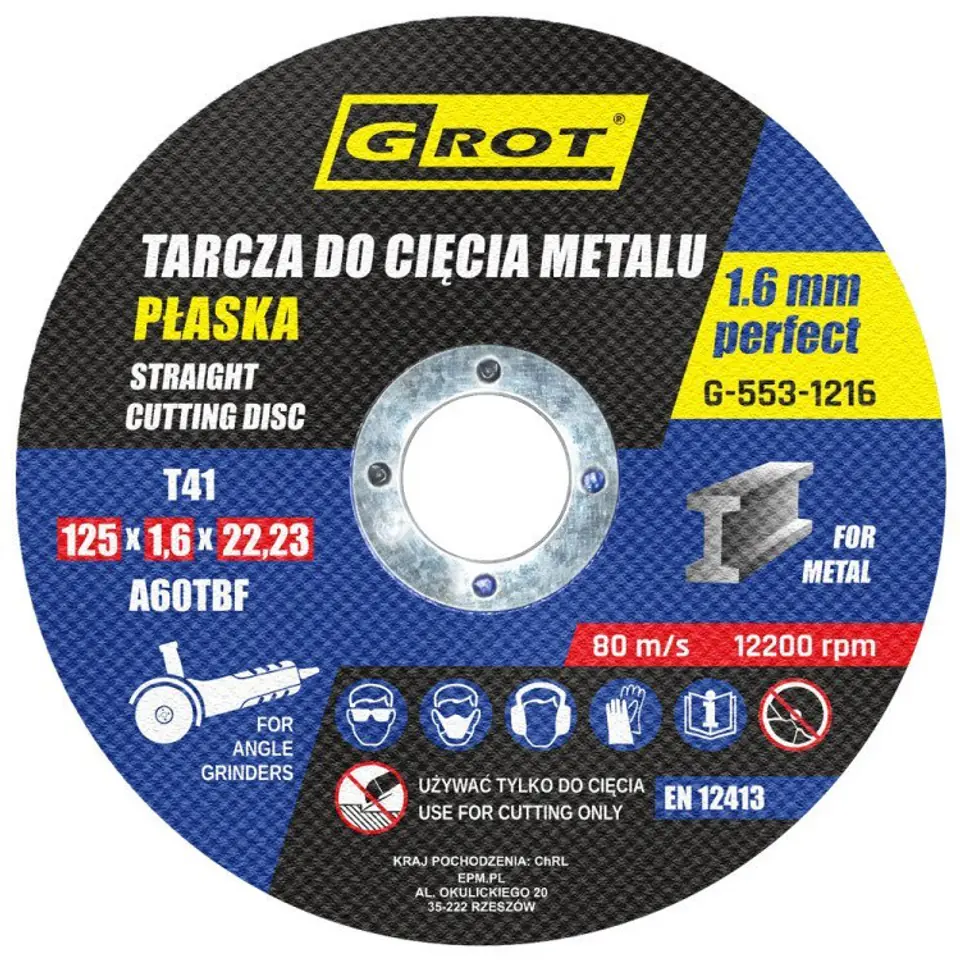 ⁨TARCZA PŁASKA T1A 125*1.6*22 KOMPLET 10 SZTUK⁩ w sklepie Wasserman.eu