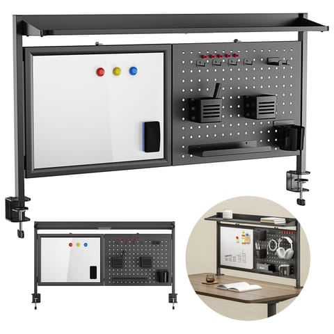 ⁨Przegroda biurkowa / organizer Ergo Office, max. obciążenie 10kg, biała tablica, szerokość 1116mm, czarna, ER-301 B⁩ w sklepie Wasserman.eu