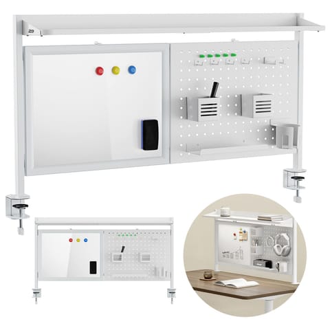 ⁨Przegroda biurkowa / organizer Ergo Office, max. obciążenie 10kg, biała tablica, szerokość 1116mm, biała, ER-301 W⁩ w sklepie Wasserman.eu