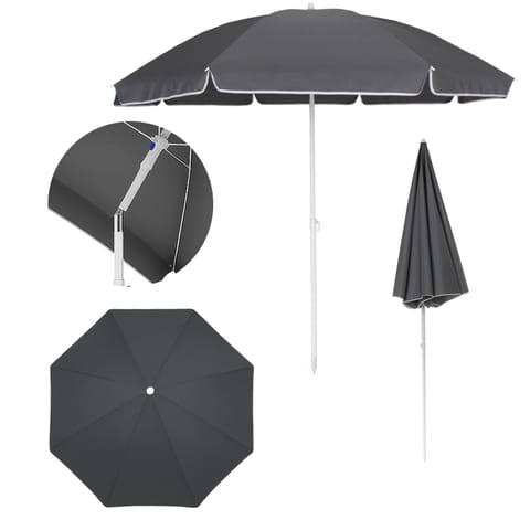 ⁨BLACK FOREST PARASOL PLAŻOWY SKŁADANY 1.8M SZARY L-0707⁩ w sklepie Wasserman.eu