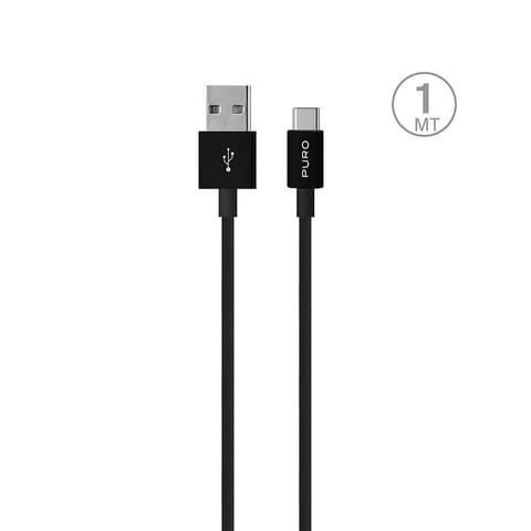 ⁨PURO White - USB-A / USB-C connection cable 1 m (black)⁩ at Wasserman.eu