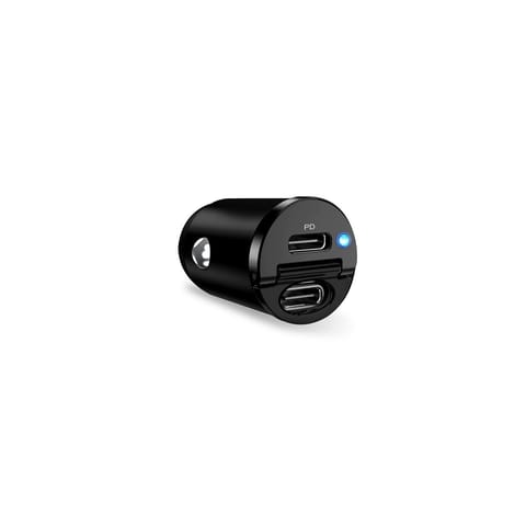 ⁨PURO Mini Car Fast Charger – Car charger 2 x USB-C Power Delivery 30 W (black)⁩ at Wasserman.eu