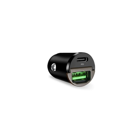 ⁨PURO Mini Car Fast Charger – Car charger 1 x USB-A + 1 x USB-C Power Delivery 30 W (black)⁩ at Wasserman.eu