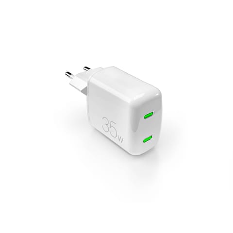 ⁨Ładowarka sieciowa 2xUSB-C GaN 35W MiniPro - biała⁩ w sklepie Wasserman.eu