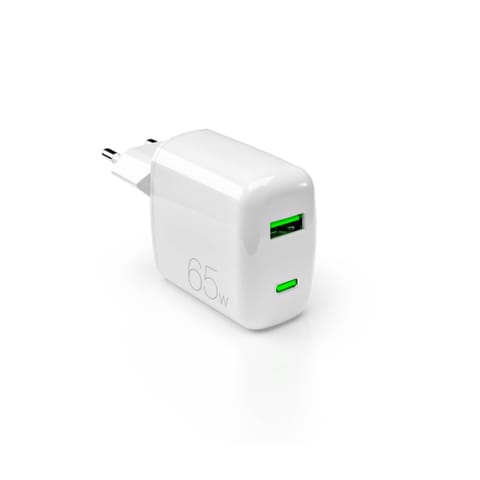 ⁨Ładowarka sieciowa USB-A USB-C GaN 65W - biała⁩ w sklepie Wasserman.eu