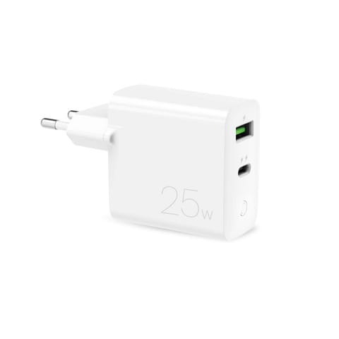 ⁨PURO Mini Fast Travel Charger - USB-A + USB-C Power Delivery 25W (white)⁩ at Wasserman.eu
