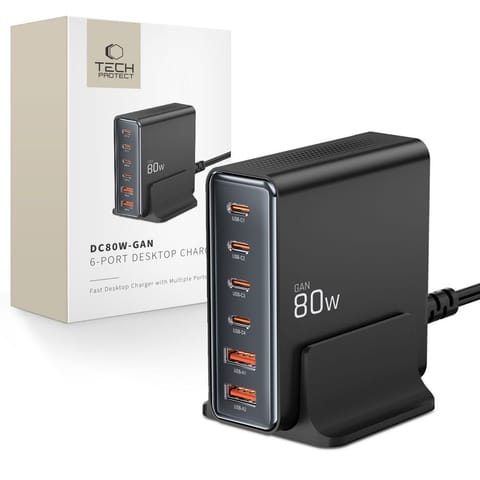 ⁨Stacja ładująca do urządzeń 4x USB-C 2x USB-A 80W⁩ w sklepie Wasserman.eu