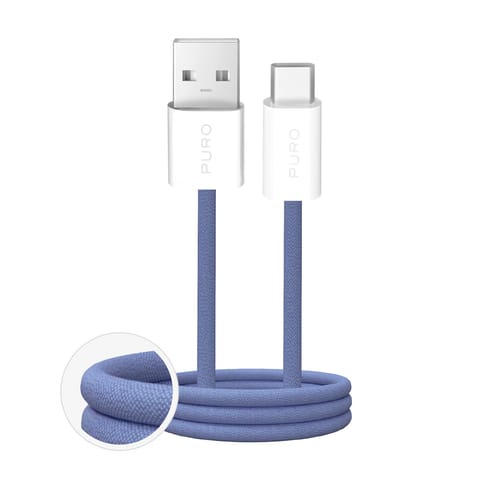 ⁨Kabel przewód USB-A - USB-C w oplocie Fabrik 2.0 10W 1.5 m - niebieski⁩ w sklepie Wasserman.eu