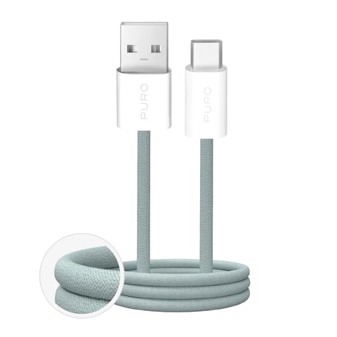⁨Kabel przewód USB-A - USB-C w oplocie Fabrik 2.0 10W 1.5 m - zielony⁩ w sklepie Wasserman.eu