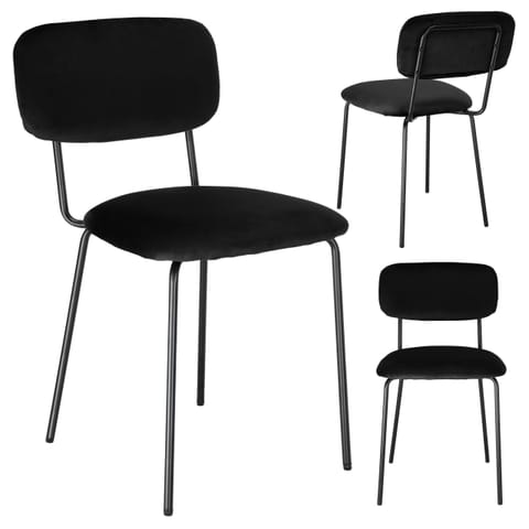 ⁨Krzesło welurowe LOUIS black czarne velvet⁩ w sklepie Wasserman.eu