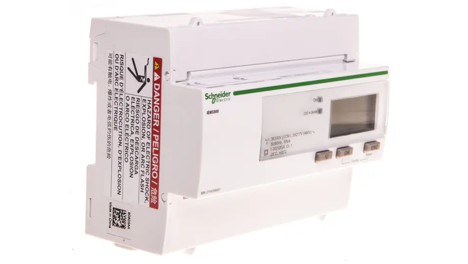 Electricity meter 1/3-phase 125A 100-277/173-480V class 1/B tariff digital modular A9MEM3300 at Wasserman.eu