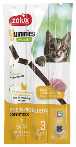 ⁨Zolux Yummies Miękki przysmak dla kota - Pałeczki Indyk & Wątróbka 3x5g⁩ w sklepie Wasserman.eu