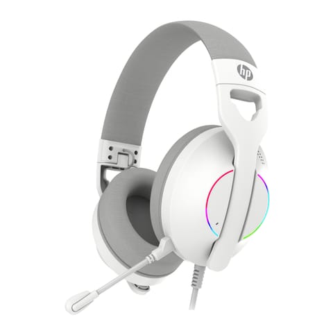 ⁨HP DHE-8003U, słuchawki z mikrofonem, przewodowa, biała, 7.1 surround (virtual), podświetlona, USB⁩ w sklepie Wasserman.eu