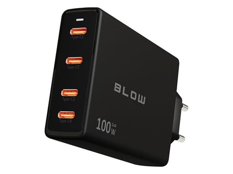 ⁨Ładowarka sieciowa gniazdo USB-Cx4 PD 100W GAN czarna⁩ w sklepie Wasserman.eu