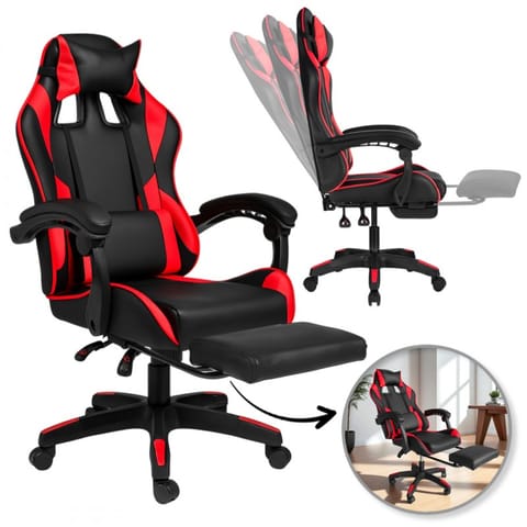 ⁨Fotel gamingowy obrotowy z podnóżkiem STRIKER ONE - KO31CZE⁩ w sklepie Wasserman.eu