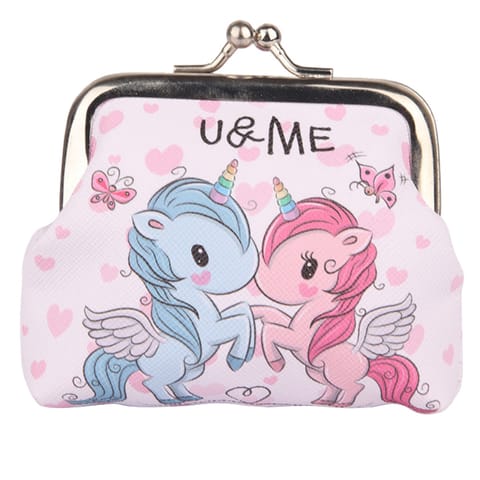 ⁨Portfelik Dziecięcy Dwa Jednorożce U&ME Metalowy Zatrzask 10x9cm⁩ w sklepie Wasserman.eu