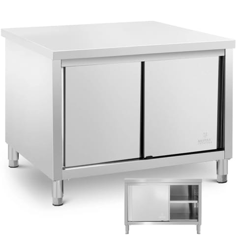 ⁨Stół blat roboczy centralny z szafką drzwi suwane ECO STAL 120 x 80 cm⁩ w sklepie Wasserman.eu