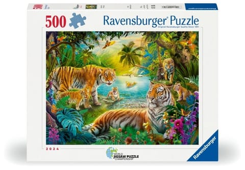 ⁨Puzzle 2D: Rodzina Tygrysów 500el⁩ w sklepie Wasserman.eu