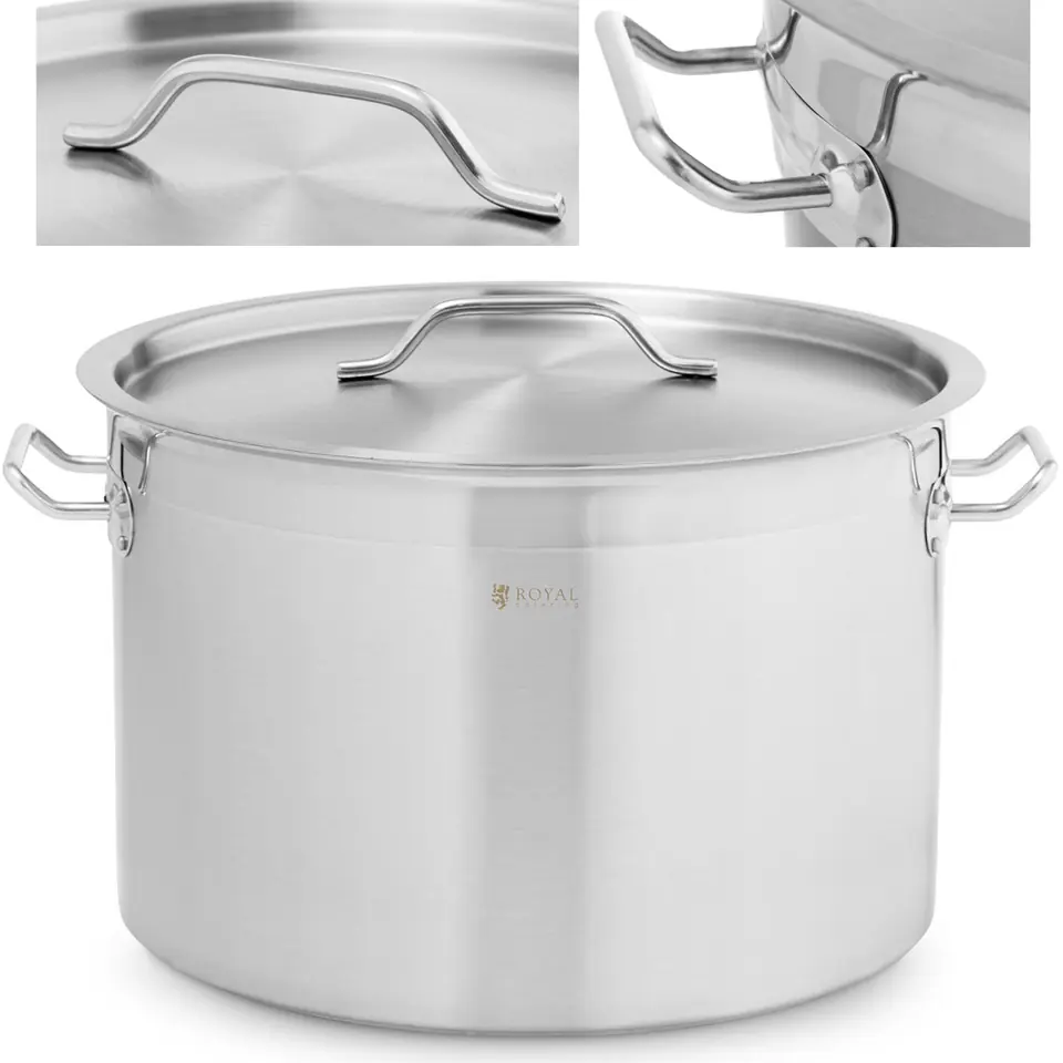 ⁨Large steel pot with lid thick bottom for halogen gas induction cooker 23 l⁩ at Wasserman.eu