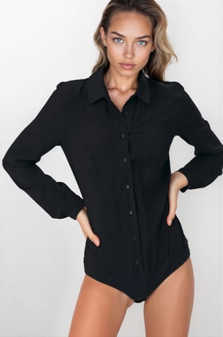 ⁨Czarna koszula body  - B164 (kolor czarny, rozmiar 34)⁩ w sklepie Wasserman.eu