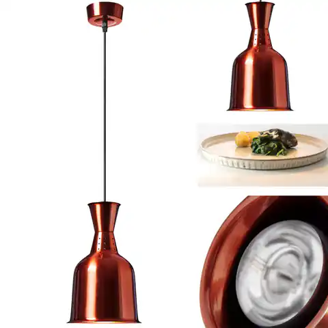 ⁨Lampa grzewcza do potraw na podczerwień IR wisząca mosiądz śr. 19 cm 250 W⁩ w sklepie Wasserman.eu