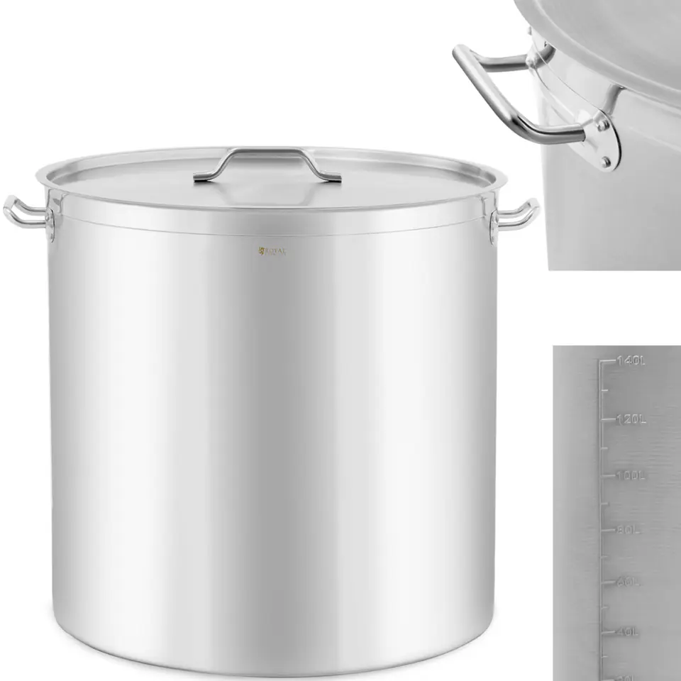 ⁨Steel pot with measuring glass lid for electric gas induction cooker 170 l⁩ at Wasserman.eu