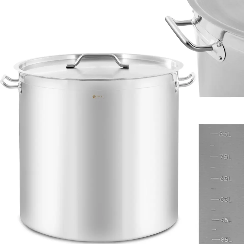 ⁨Steel pot with lid measuring cup for electric gas induction cooker 98 l⁩ at Wasserman.eu
