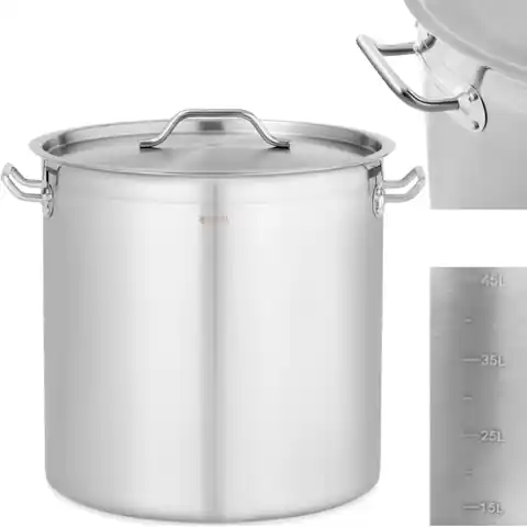 ⁨Steel pot with measuring glass lid for electric gas induction cooker 50 l⁩ at Wasserman.eu