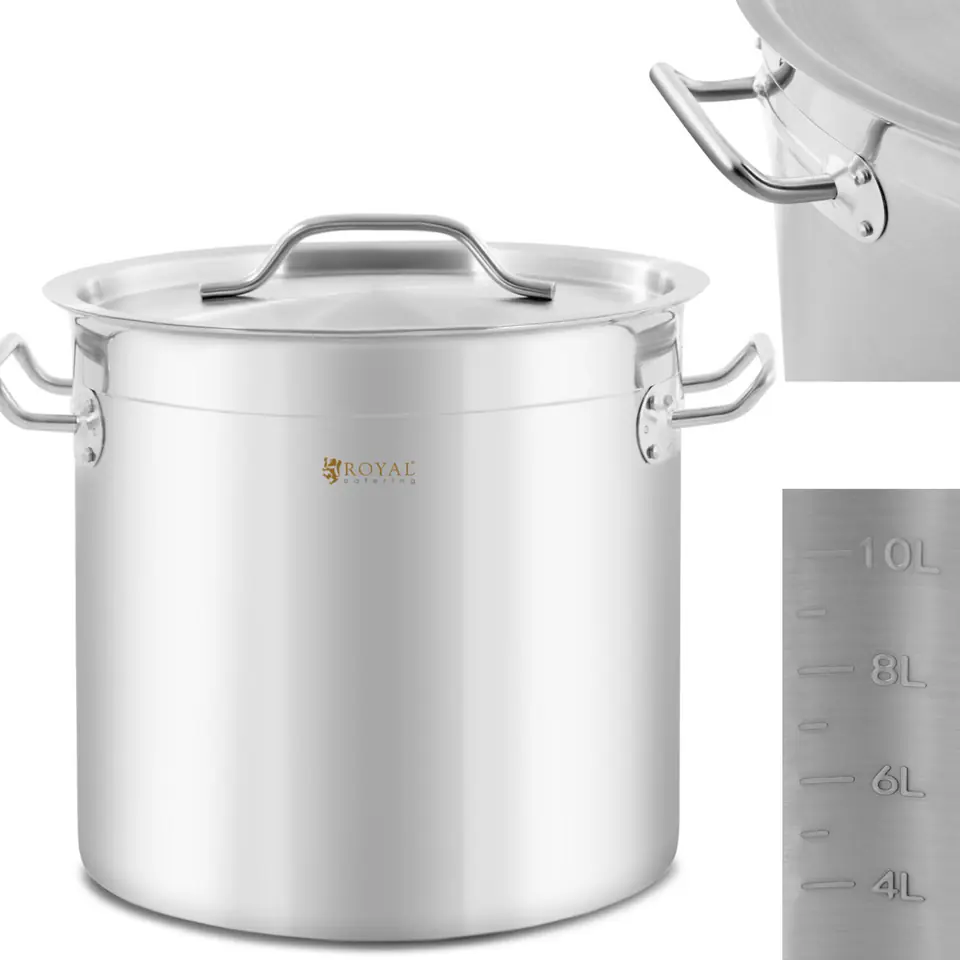 ⁨Steel pot with measuring glass lid for electric gas induction cooker 12 l⁩ at Wasserman.eu