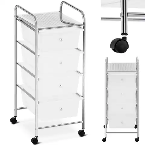 ⁨Wózek organizer kosmetyczny łazienkowy z 4 szufladami do 28 kg 37 x 32.5 x 76 cm⁩ w sklepie Wasserman.eu