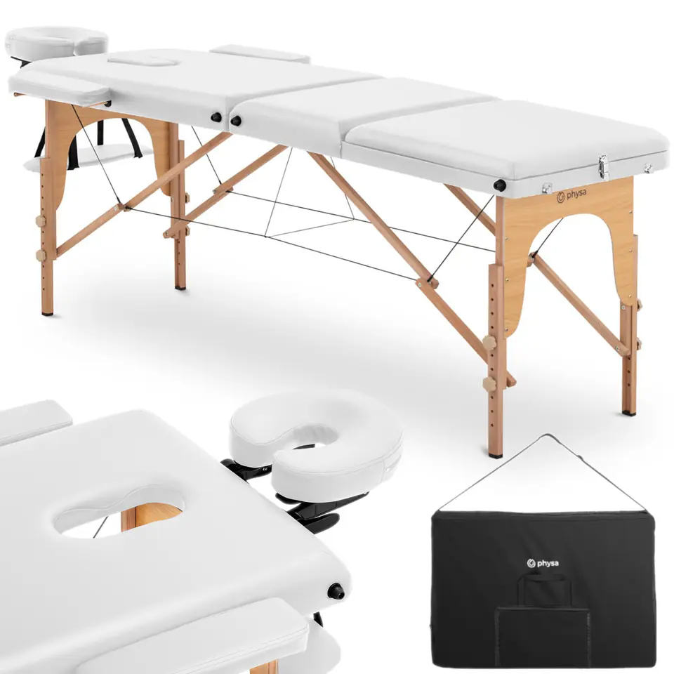 ⁨Table massage bed wooden portable folding Marseille White up to 227 kg white⁩ at Wasserman.eu