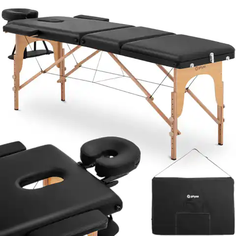 ⁨Table massage bed wooden portable folding Marseille Black up to 227 kg black⁩ at Wasserman.eu