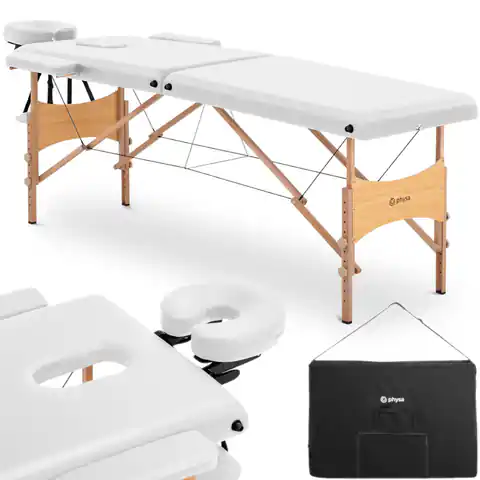 ⁨Stół łóżko do masażu drewniane przenośne składane Toulouse White do 227 kg białe⁩ w sklepie Wasserman.eu