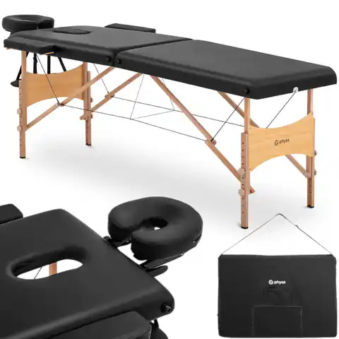⁨Table massage bed wooden portable folding Toulouse Black up to 227 kg black⁩ at Wasserman.eu