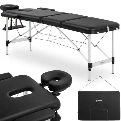 ⁨Table massage bed portable folding Bordeux Black up to 180 kg black⁩ at Wasserman.eu
