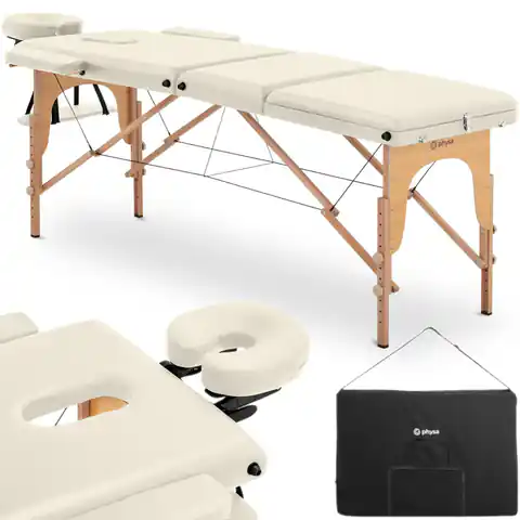 ⁨Table massage bed wooden portable folding Marseille Beige up to 227 kg beige⁩ at Wasserman.eu