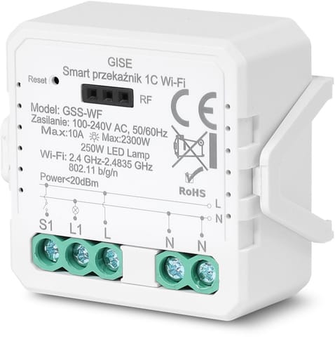 ⁨GISE Smart Pojedynczy moduł przekaźnikowy WiFi | Tuya | GSS-WF⁩ w sklepie Wasserman.eu
