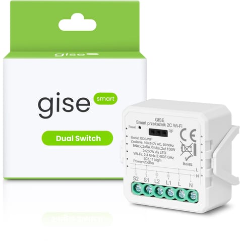 ⁨GISE Smart Podwójny moduł przekaźnikowy WiFi | Tuya | GDS-WF⁩ w sklepie Wasserman.eu