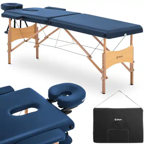 ⁨Table massage bed wooden portable folding Toulouse Blue up to 227 kg blue⁩ at Wasserman.eu