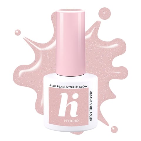 ⁨HI HYBRID Lakier hybrydowy nr. 136 Peachy Tulle Glow 5 ml⁩ w sklepie Wasserman.eu