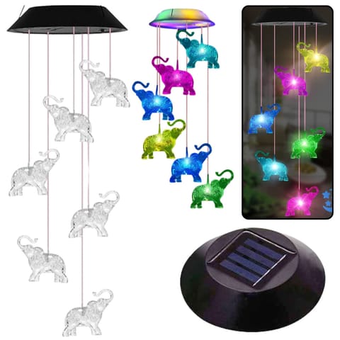⁨Lampki Solarne Ogrodowe LED Dzwonki Słoniki Kolorowe 70cm⁩ w sklepie Wasserman.eu