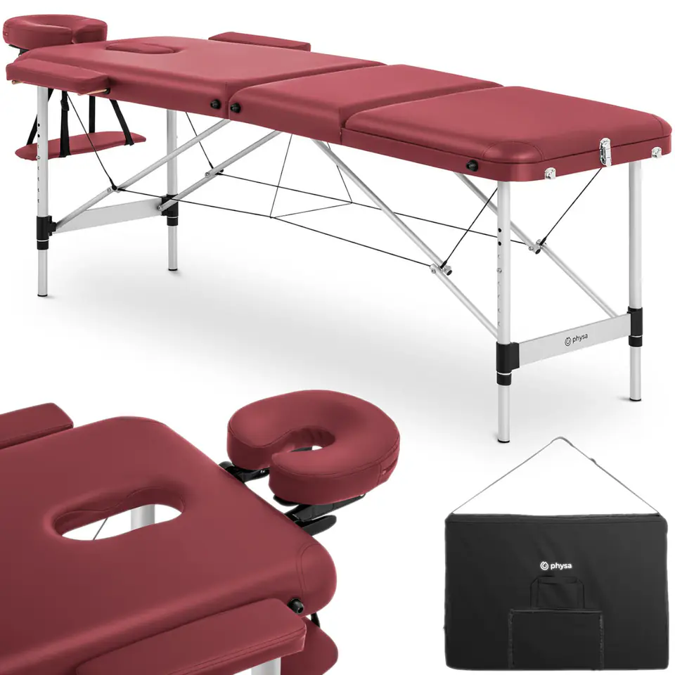 Table massage bed portable folding Bordeaux Red up to 180 kg red at Wasserman.eu