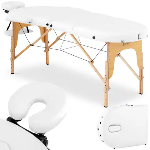 ⁨Stół łóżko do masażu przenośne składane z drewnianym stelażem Colmar White do 227 kg białe⁩ w sklepie Wasserman.eu