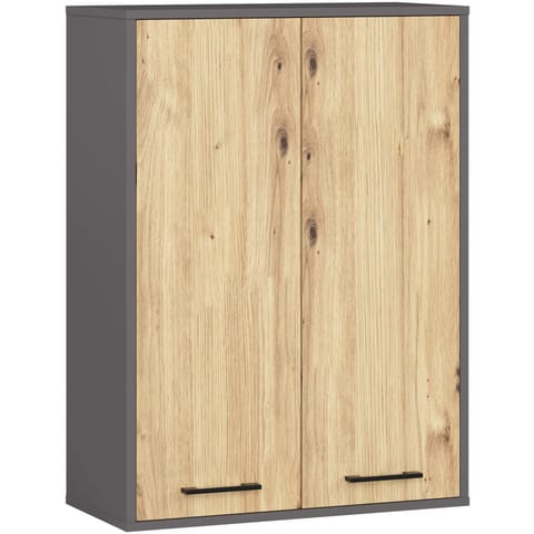 ⁨SZAFKA WISZĄCA FIN H934 W64 2D GRAFIT SZARY/DĄB ARTISAN⁩ w sklepie Wasserman.eu