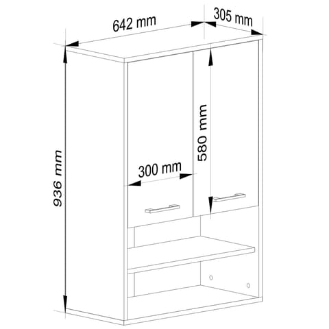 ⁨SZAFKA WISZĄCA FIN H934 W64 2D 1P GRAFIT SZARY/BIAŁA⁩ w sklepie Wasserman.eu