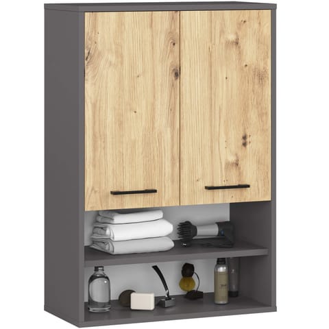 ⁨SZAFKA WISZĄCA FIN H934 W64 2D 1P GRAFIT SZARY/DĄB ARTISAN⁩ w sklepie Wasserman.eu