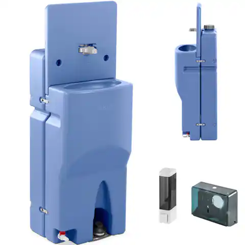 ⁨Mobile portable washbasin with soap dispenser and paper holder 65 l⁩ at Wasserman.eu