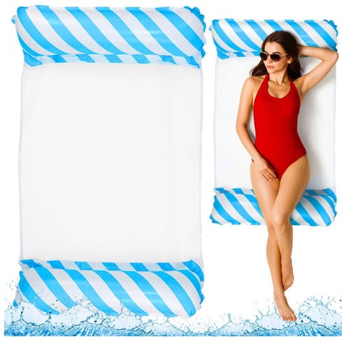 ⁨Dmuchany Hamak Wodny Materac Leżak Biało-Niebieski 120x70cm⁩ w sklepie Wasserman.eu