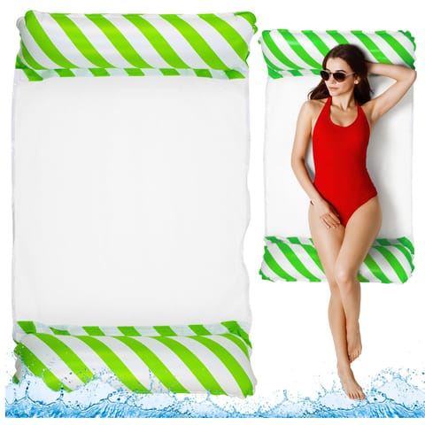 ⁨Dmuchany Hamak Wodny Materac Leżak Biało-Zielony 120x70cm⁩ w sklepie Wasserman.eu